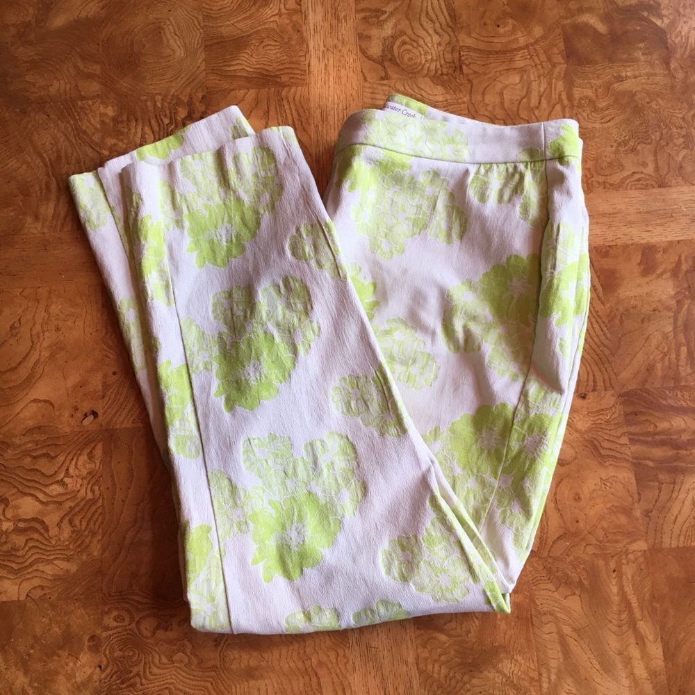 Coldwater Creek Green & White Floral Crop Pants